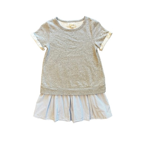 Peek light gray short sleeve sweatshirt dress with striped skirt size XL 10 - Picture 1 of 13